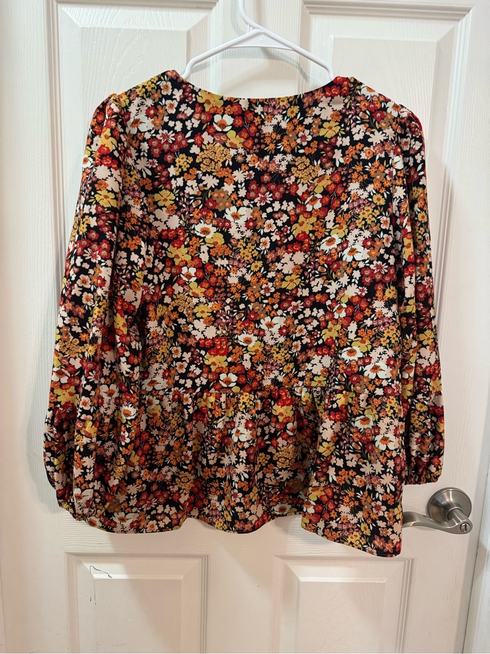 Sugar Lips Floral Shirt subtle peplum balloon sleeves XS - Picture 4 of 8